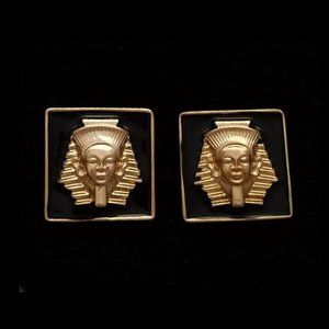Vintage PHARAOH EARRINGS  Egyptian Revival Jewelry